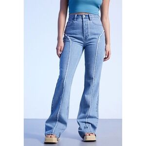 Pacsun Eco Medium Blue Frayed High Waist Bootcut Jeans, Women's Size 25